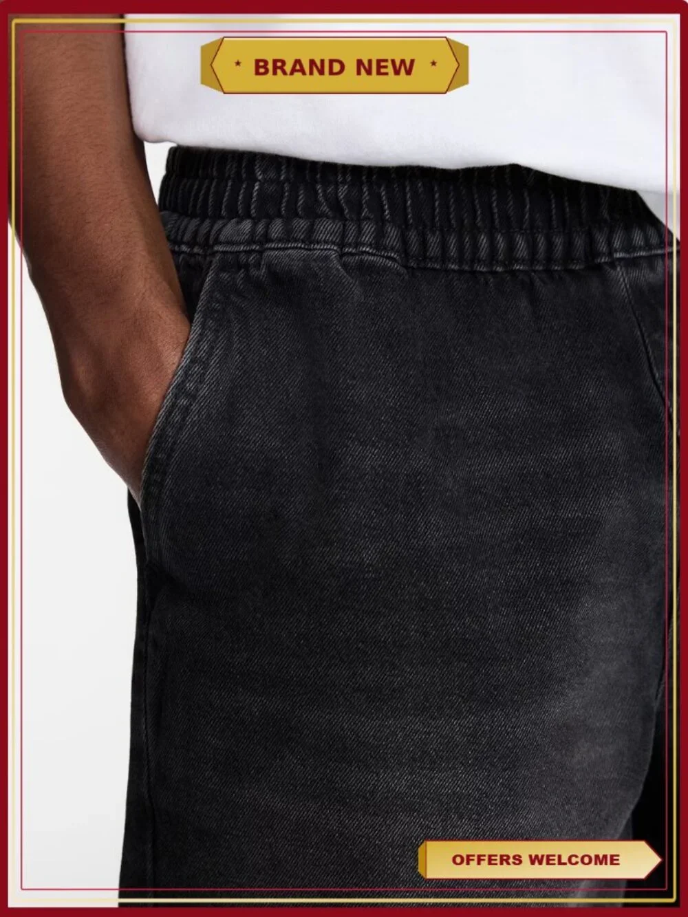 Men's 100% Cotton Denim Shorts Elastic Waist 7
